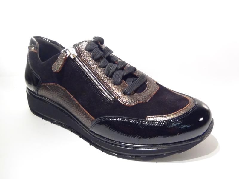 Durea_6263_688_1299_Veterschoenen_zwart_brons_K_