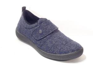 Rohde dichte pantoffel artikel 2007 56 blauw wolvilt met klittenbandsluiting